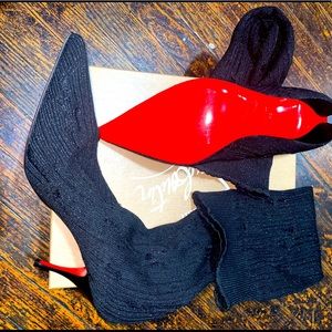 Christian Louboutin Black Sandrine Botta Devore Tricot Lurex